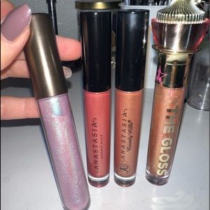 4 Full Size Luxury Lip Glosses, 2 Anastasia BH, 1 Becca, 1 Jeffrey Star